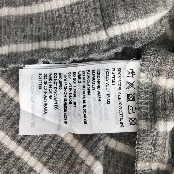 BARDOT Lea Grey Stripe Off Shoulder Stripe Top - Picture 2 of 6